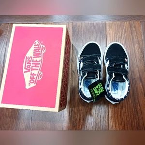 VANS CHILDREN'S OLD SKOOL V GLOW COSMIC ZOO BLACK / BLUE - BLACK / 12C